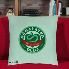Perna Personalizata Sanatatea Cluj Servicii Publice 1986, 40x40 cm, Verde Menta, Husa Detasabila, Perna Inclusa, BEKZ®