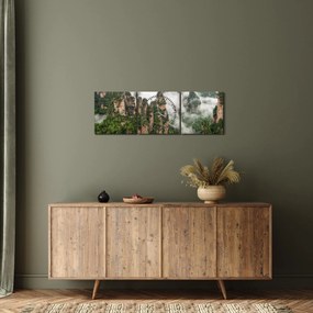 Tablou - Parcul Național Zhangjiajie, China (cu ceas) (90x30 cm)