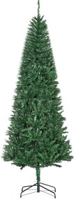 Homcom Albero di Natale Artificiale 210cm Base in Metallo Verde Φ91cm