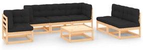 3083822 vidaXL Set mobilier de grădină cu perne, 7 piese, lemn masiv de pin