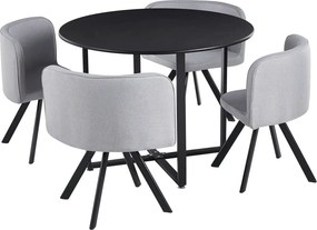 Set masa cu 4 scaune BEVAN NEW, gri deschis/negru