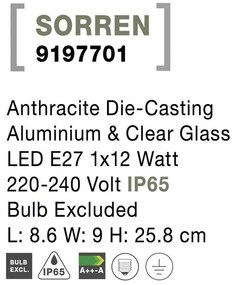 Aplica pentru iluminat exterior IP65 SORREN NVL-9197701