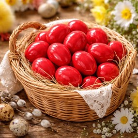 Set 10 oua de lemn vopsite pentru Paste 7x4 cm ,   decor pascal