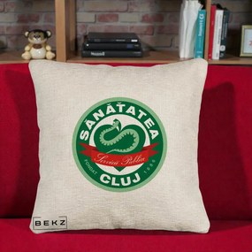 Perna Personalizata Sanatatea Cluj Servicii Publice 1986, 40x40 cm, Bej Canapea, Husa Detasabila, Perna Inclusa, BEKZ®