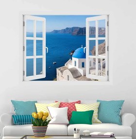 Fereastra cu efect 3D - Satul Oia, Insula Santorini - 119x93 cm