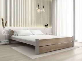 Pat IKAROS DOUBLE 160 x 200 cm, stejar sonoma/gri Saltele: Cu saltele Coco Maxi 20 cm, Somiera pat: Cu lamele drepte