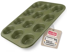 Forma pentru briose 12 Zenker 7456, 7 cm, Acoperire ILAG Maximizing Green, Pana la 180°C, Verde