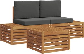 vidaXL Set de canapele de exterior 3 Bucată Natural și Antracit