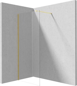 Paravan dus fix Deante Kerria Plus 70x200 cm ,   sticla securizata 6 mm cu finisaj aur si tehnologie Active-Cover Auriu periat, 700x1950 mm