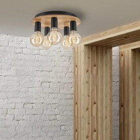 Plafonieră DUSTY 5xE27/15W/230V d. 34 cm stejar/negru