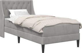 vidaXL Cadru de pat cu saltea Gri deschis 90 x 200 cm Catifea