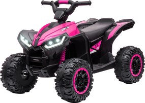 HOMCOM ATV Electric pentru Copii cu Motor Dublu și 2 Viteze, Roți, Faruri LED, Claxon și Muzică, 83x53x55.5 cm, Roz | Aosom Romania