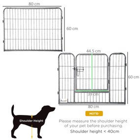 PawHut Țarc Modular pentru Animale Domestice, 16 Panouri din Oțel, 2 Uși cu Zăvor, 80x60x1.5 cm, Negru | Aosom Romania