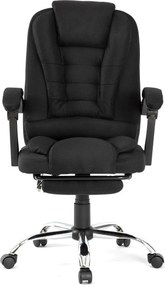 RESIGILAT- Scaun directorial, Masaj în perna lombară, Suport picioare, Rabatabil, textil, Negru