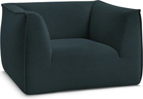 Fotoliu albastru închis cu tapițerie din catifea reiată Giorgia – Bobochic Paris