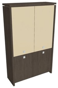 Dulap înalt Verno 128 x 46 x 210 cm, uși combinate, stejar antracit / vanilie