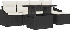 vidaXL Set de canapele pentru grădină 6 pcs Negru și Crem poliratan