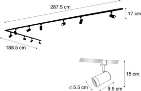 Sistem de iluminat inteligent cu șină monofazată cu 10 spoturi albe, inclusiv Wifi GU10 - Iconic Jeana