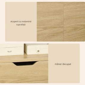 Noptieră Modernă HOMCOM | Sertar și Rafturi pentru Depozitare | Ideală pentru Dormitor sau Sufragerie | 45x35x73 cm | Lemn Natural | Aosom Romania