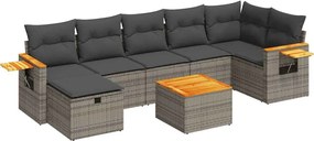 vidaXL Set canapele de grădină cu perne, 8 piese, gri, poliratan