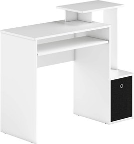 HOMCOM Birou modern pentru PC, birou pentru computer cu raft pentru tastatura, raft si spatiu de depozitare din material, 100x40x86.6cm, alb si negru
