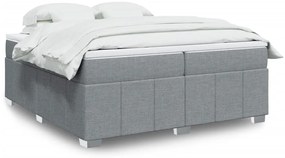 vidaXL Pat box spring cu saltea, gri deschis, 200x200 cm, textil