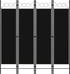 vidaXL Paravan de cameră cu 4 panouri, negru, 160 x 180 cm