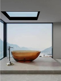 Cada freestanding din rasina transparenta Rune Mond maro-cupru 170x87 cm