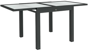 Outsunny Masă Extensibilă de Grădină de Dimensiuni Mari dim. desfășurate 160 x 80 x 75 cm Aluminiu Blat Sticlă Securizată Transparent | Aosom Romania