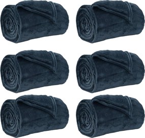 vidaXL Pături de aruncat 6 pcs Albastru marin 220 x 240 cm Molton