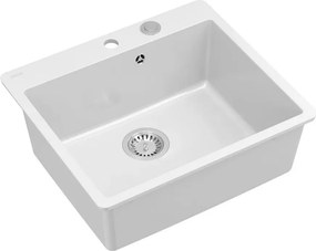 Chiuveta compozit Quadron Unique Morgan 110 alb - inox 57x50 cm