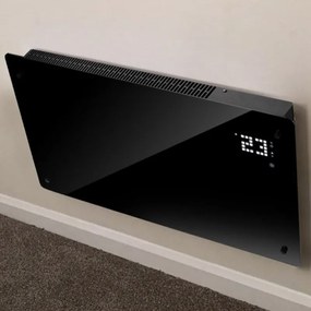 Convector electric de podea Elite GHD-20, 2000W, Panou sticla, Display LED, Termostat cu senzor electronic Timer, Negru