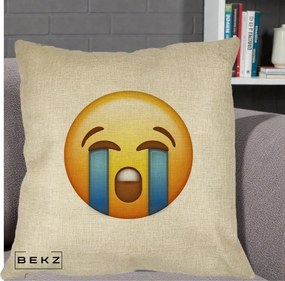 Perna Decorativa Emoji Plange, 40x40 cm, Crem, Husa Detasabila, Perna Inclusa, BEKZ®