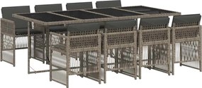 vidaXL Set mobilier grădină cu perne, 9 piese, gri, poliratan