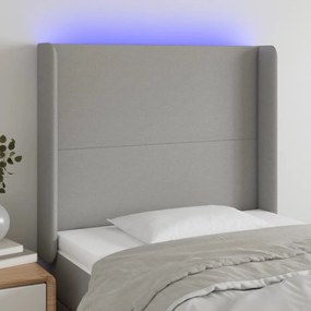 vidaXL Tăblie de pat cu LED, gri deschis, 83x16x118/128 cm, textil