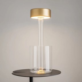 Lampa portabila cu baterii cu baza in forma de vaza AI design auriu/ transparent