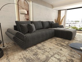 Colțar extensibil dumonde cu ladă de depozitare si sezut confortabil din spuma high-density, Berlin XL Ambience Grey II 350x185 cm