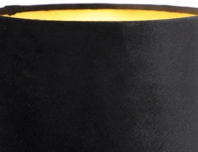 Aplică de perete Art Deco neagră cu abajur din catifea - Stacca