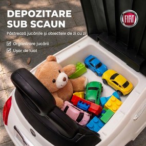 AIYAPLAY Mașinuță de Împins pentru Copii cu Licență Fiat, Muzică, Claxon, Anti-Răsturnare și PP, Alb | Aosom Romania