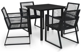 vidaXL Set mobilier de exterior, 5 piese, negru, ratan PVC