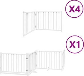 vidaXL Poartă câini pliabilă cu ușă 12 panouri, alb, 960 cm, lemn plop