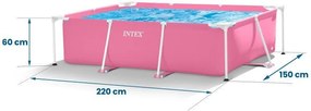 Bazin mare de grădină roz cu cadru dreptunghiular 220 x 150 cm