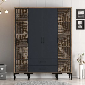Dulap de haine Kiara PTP (Nuc + antracit). 1088476
