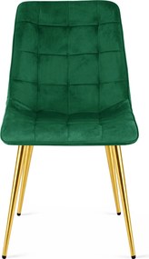 Scaun de dining SPLIT VELVET cu picioare aurii, verde