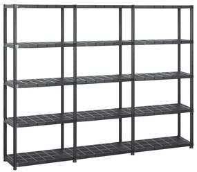 vidaXL Raft de depozitare cu 5 polițe, negru, 213x38x170 cm, plastic