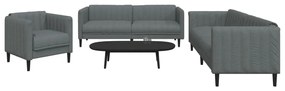 vidaXL Set de canapele, 3 piese, gri închis, textil