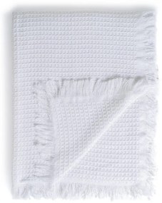 Cuvertură albă din bumbac reciclat 260x280 cm Honeycomb – Ixia