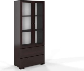 Vitrină lemn masiv TerraCraft Pin 2 Sertare, 80 × 38 × 182 cm - Natural