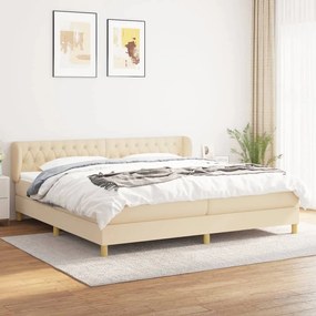 3127074 vidaXL Pat box spring cu saltea, crem, 200x200 cm, textil