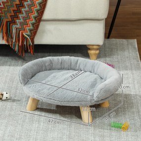 PawHut Canapea Înălțată pentru Câini și Pisici cu Spătar, 47x40x20 cm, Gri | Aosom Romania